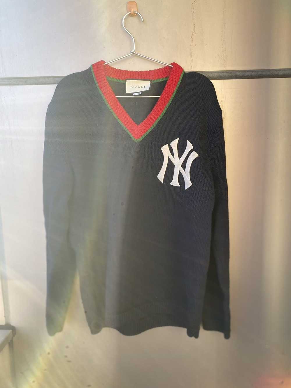 Gucci Gucci yankees patch logo v neck knit sweater - image 1