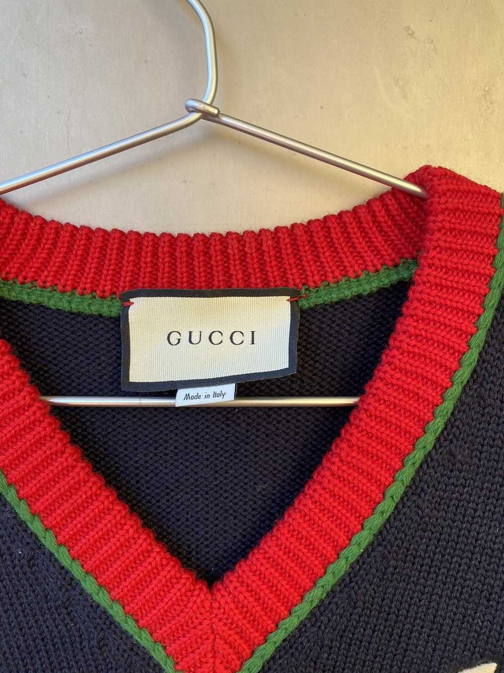 Gucci Gucci yankees patch logo v neck knit sweater - image 3