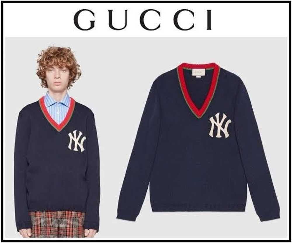 Gucci Gucci yankees patch logo v neck knit sweater - image 6