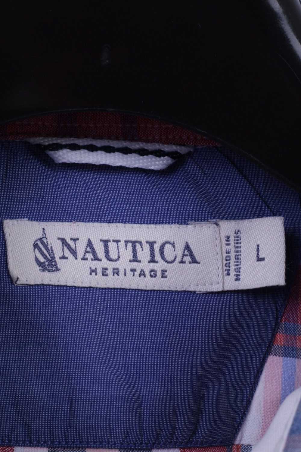 Nautica Nautica Mens L Casual Shirt Blue Check He… - image 4