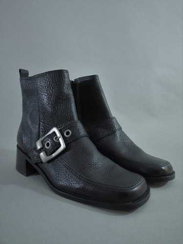 black ChELSEA boots with buckle 90s square toe boo