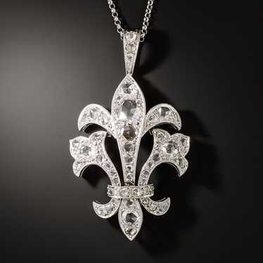 Estate Fleur-de-Lys Rose-Cut Diamond Pendant - image 1