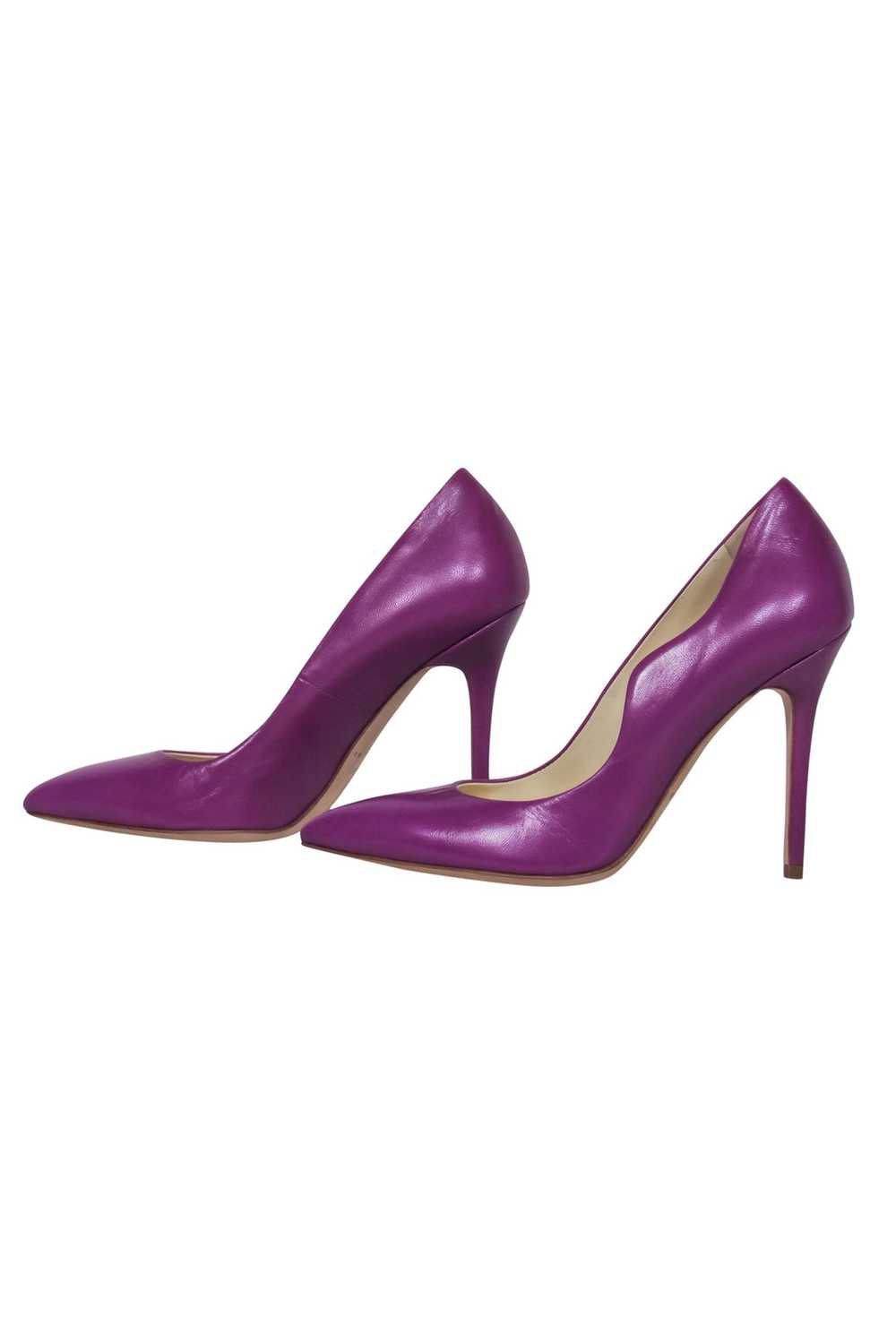 Brian Atwood - Purple Leather Pointed Toe Pumps S… - image 3