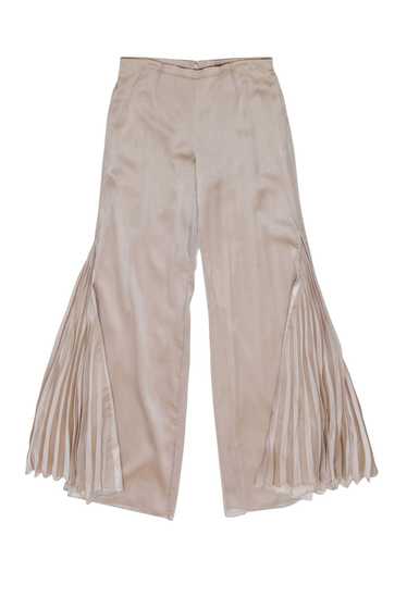 St. John - Tan Wide-Leg Trousers w/ Side Pleated F