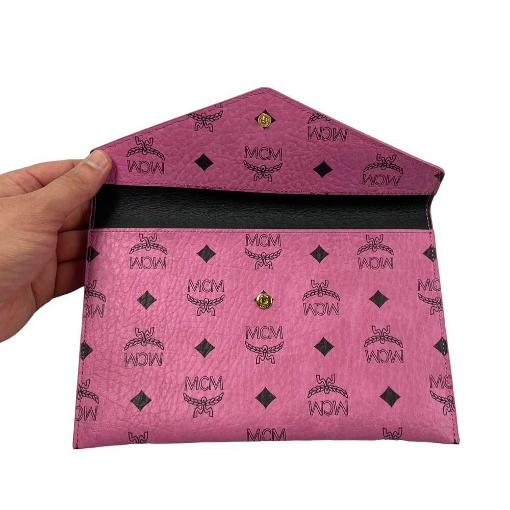 MCM MCM Visetos pink monogram clutch purse / wall… - image 2