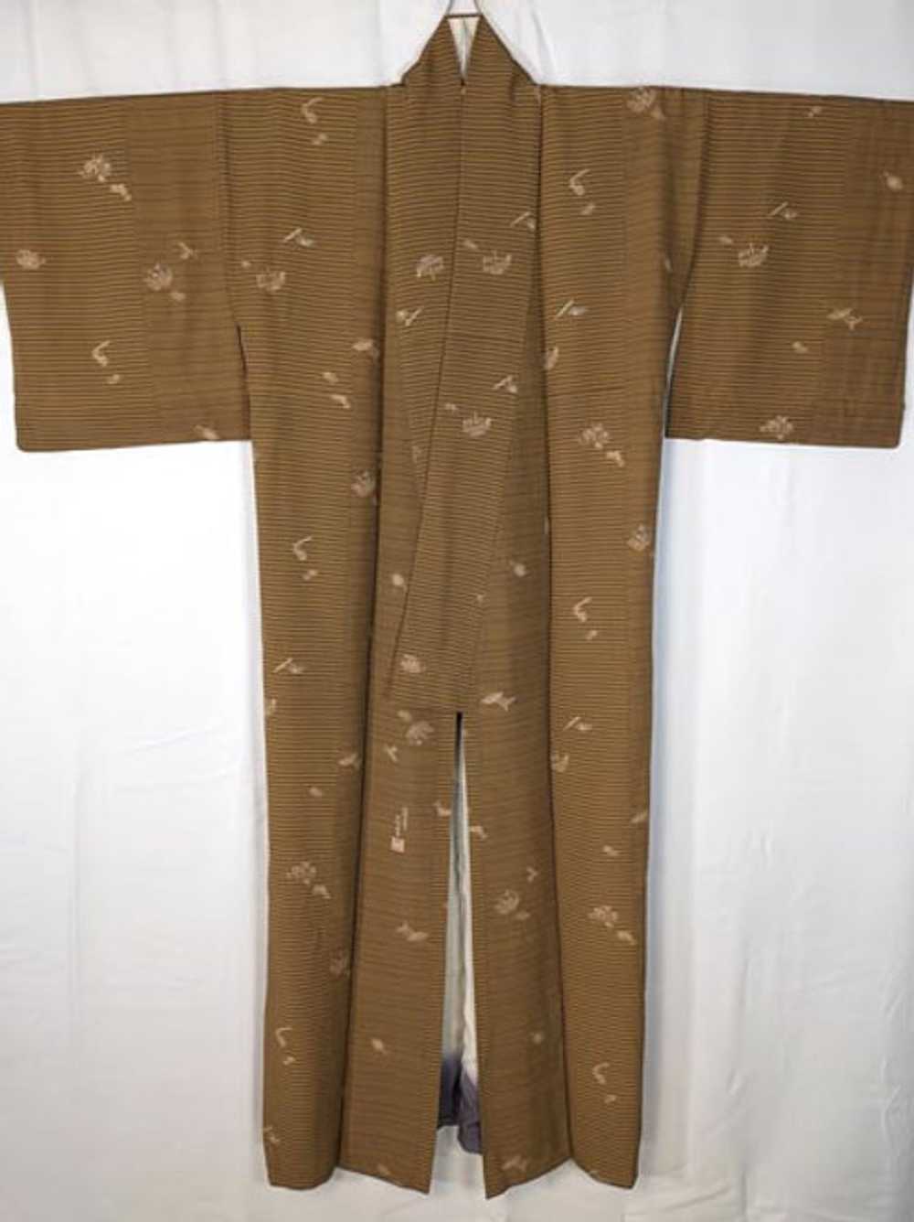 Beige & Green Japanese Kimono - image 3