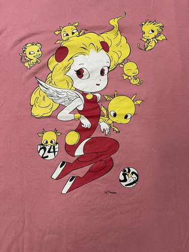 2008 TAKASHI MURAKAMI x 24 HOUR Television Japan Tee Shirt Yellow Floral on sale Kaikai Anime Cartoon