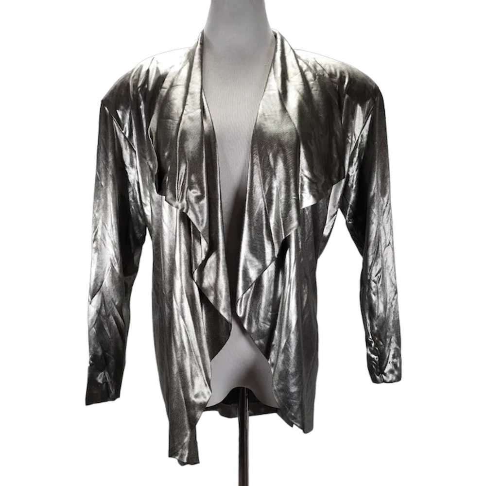 80s Silver Metallic Foil Waterfall Jacket - image 1