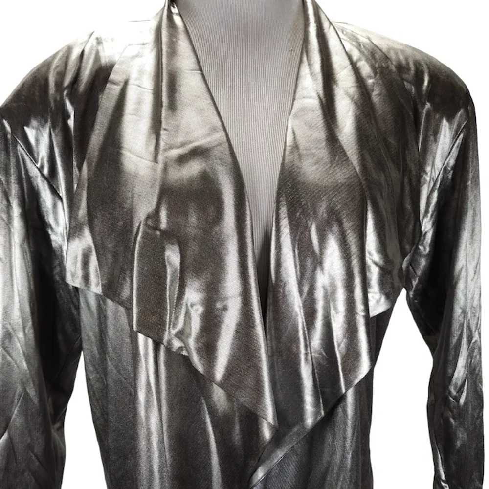 80s Silver Metallic Foil Waterfall Jacket - image 5