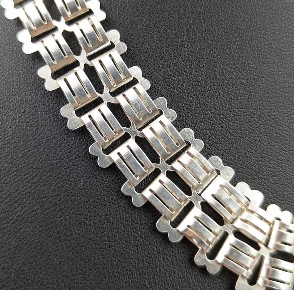 Antique Victorian silver book chain necklace, Aes… - image 6