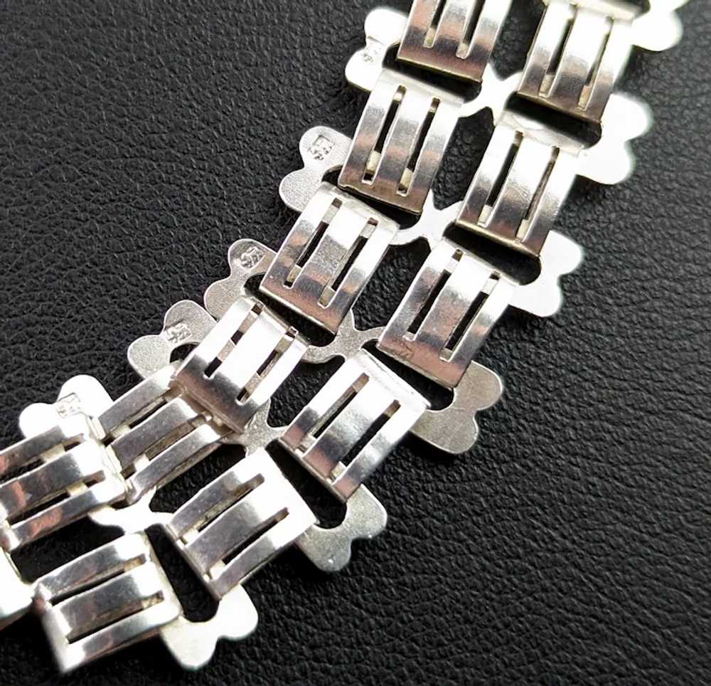 Antique Victorian silver book chain necklace, Aes… - image 9