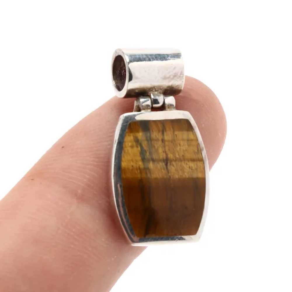 Tiger's Eye Quartz Pendant, Sterling Silver, 1 In… - image 4