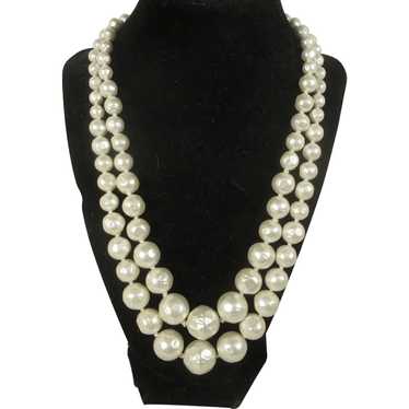 Japanese Double Strand Large Faux White Pearls - image 1