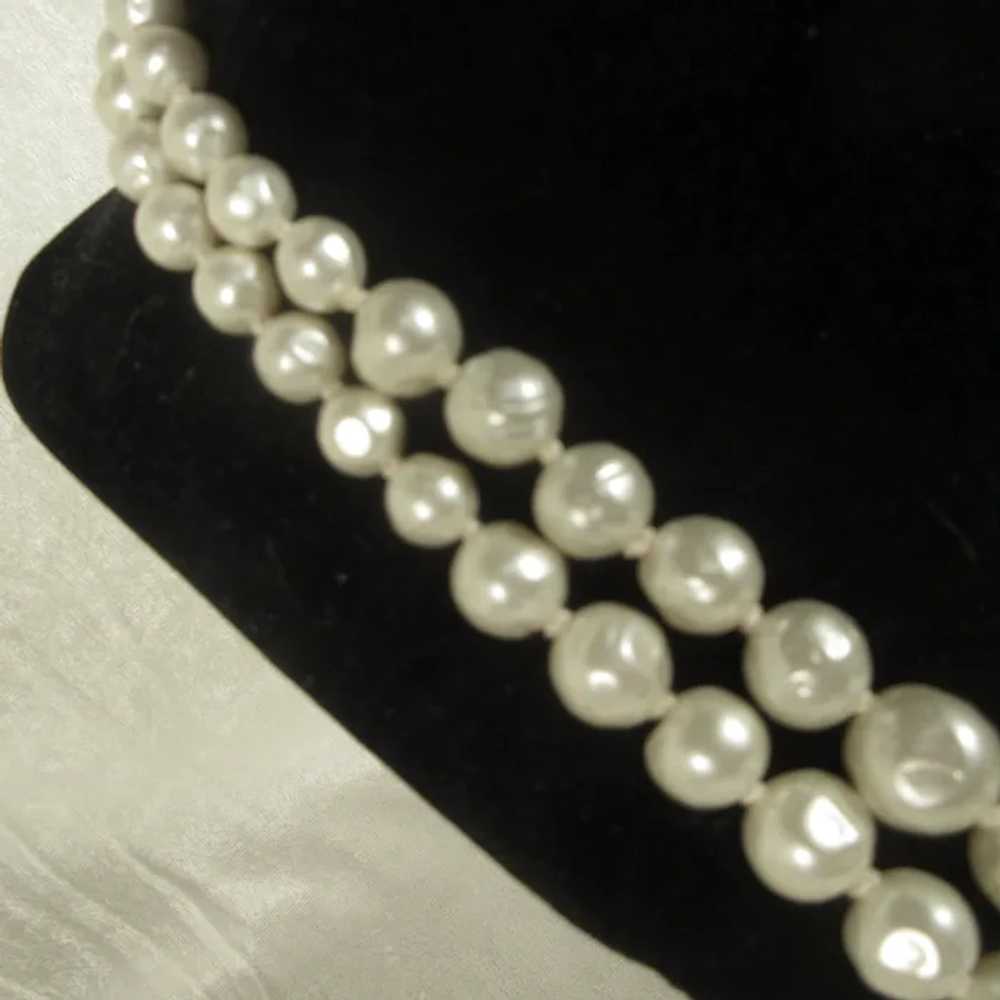 Japanese Double Strand Large Faux White Pearls - image 2