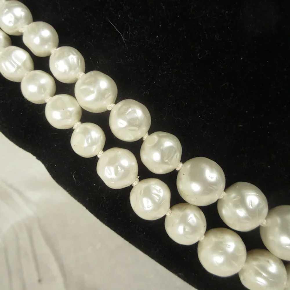 Japanese Double Strand Large Faux White Pearls - image 3