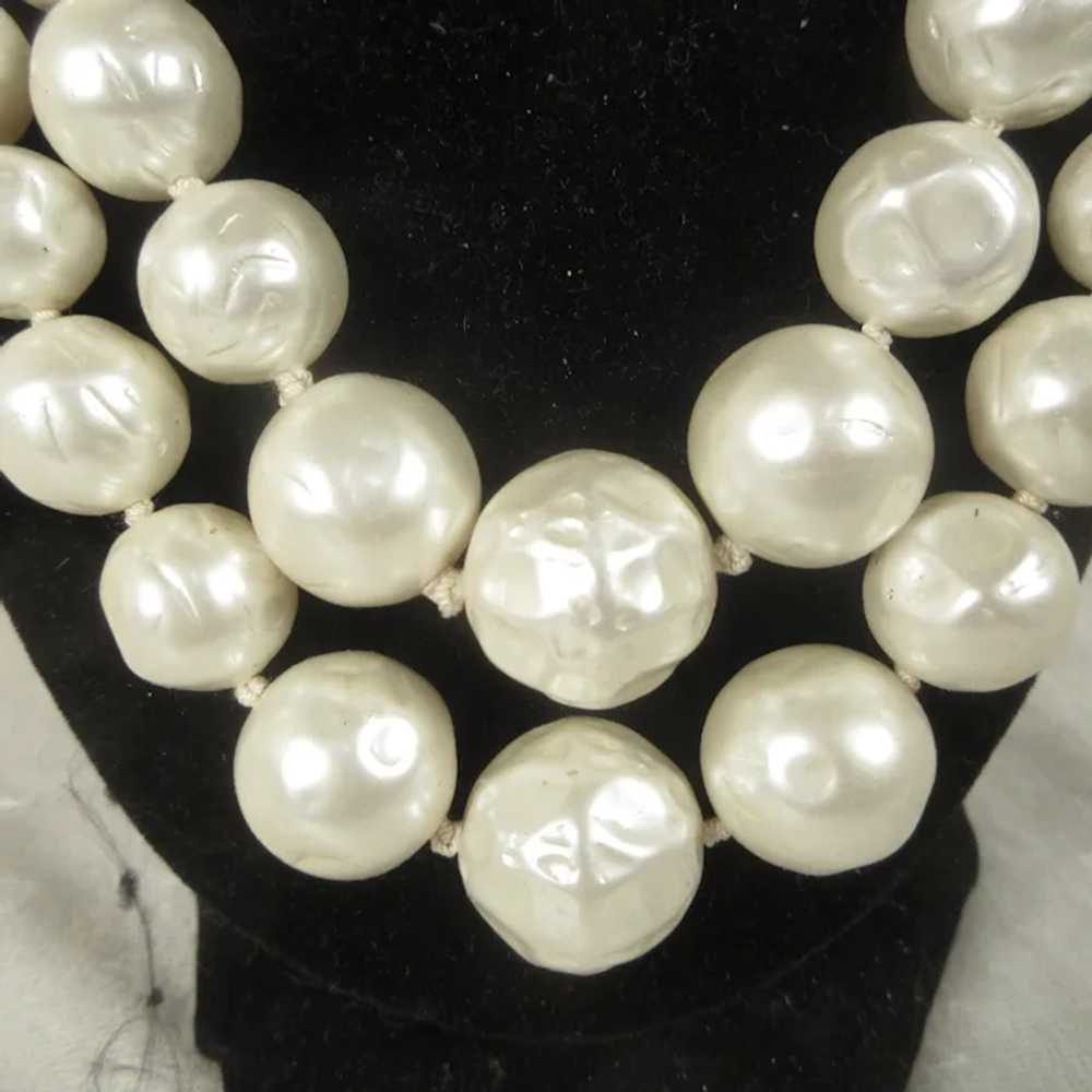Japanese Double Strand Large Faux White Pearls - image 4