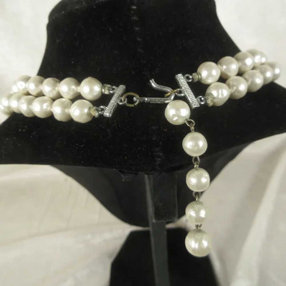 Japanese Double Strand Large Faux White Pearls - image 7
