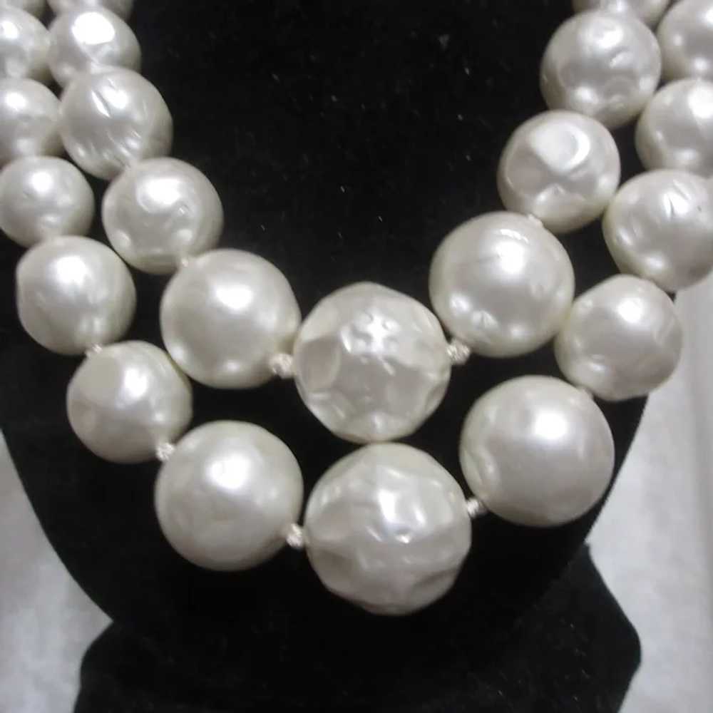 Japanese Double Strand Large Faux White Pearls - image 9
