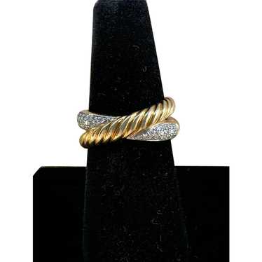 David Yurman Princess 5mm Smokey Topaz Diamond Cable Cuff Bracelet .925