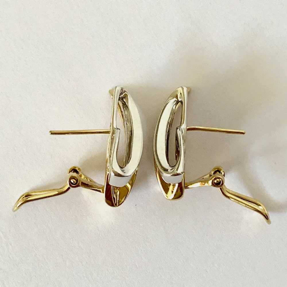 18k Two Tone Gold Baguette Diamond Earrings - image 8