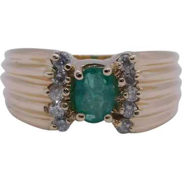 Lush .78 ctw Emerald & Diamond Ring 14K Gold