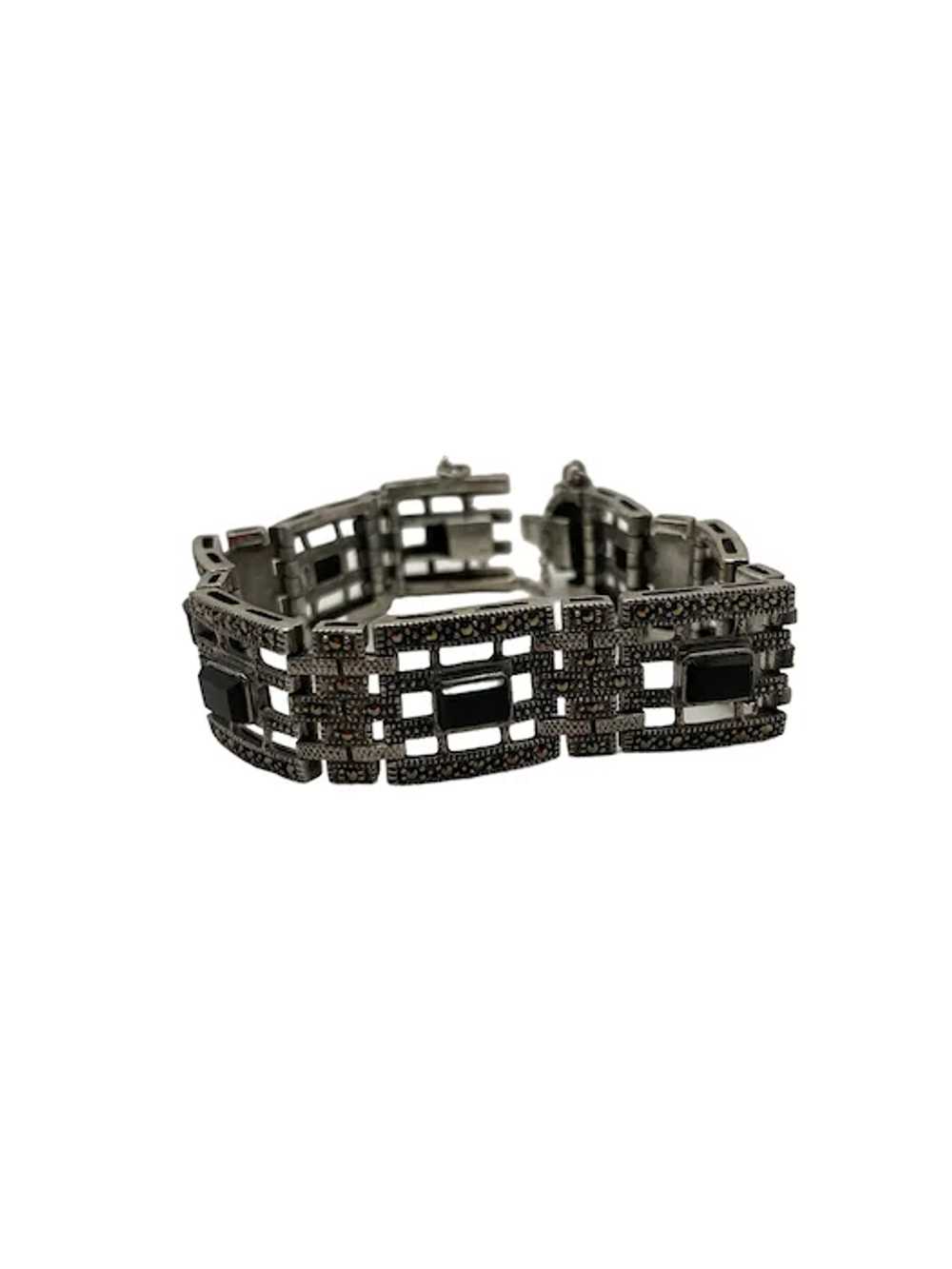 Beautiful Art Deco Style Sterling Silver, Onyx an… - image 3