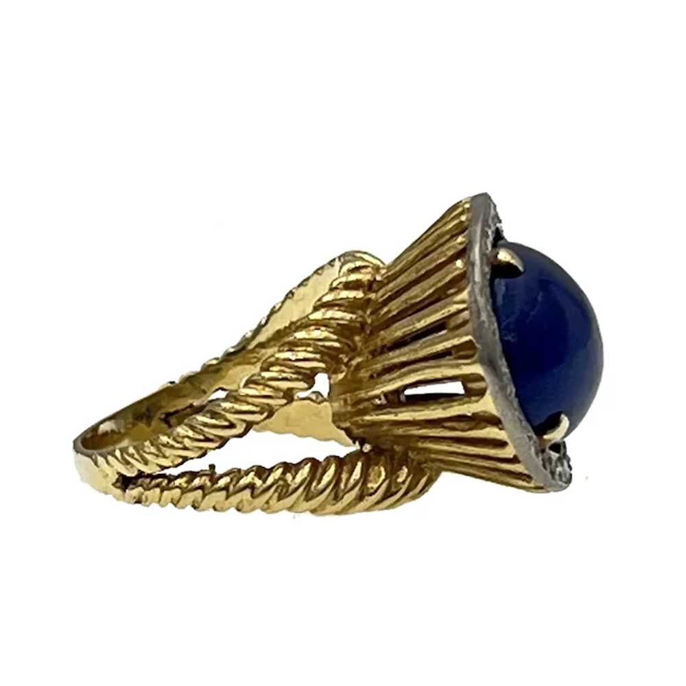 Vintage Lapis Lazuli Diamond and 18k Gold Ring - image 5