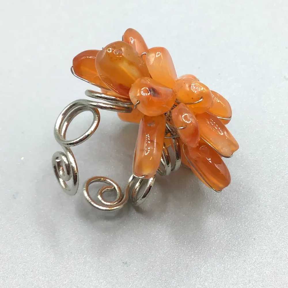 Adjustable Carnelian Cluster Ring Handcrafted Han… - image 4