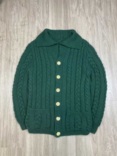 Vintage Vintage 1980s Green Cable Knit Cardigan Fi