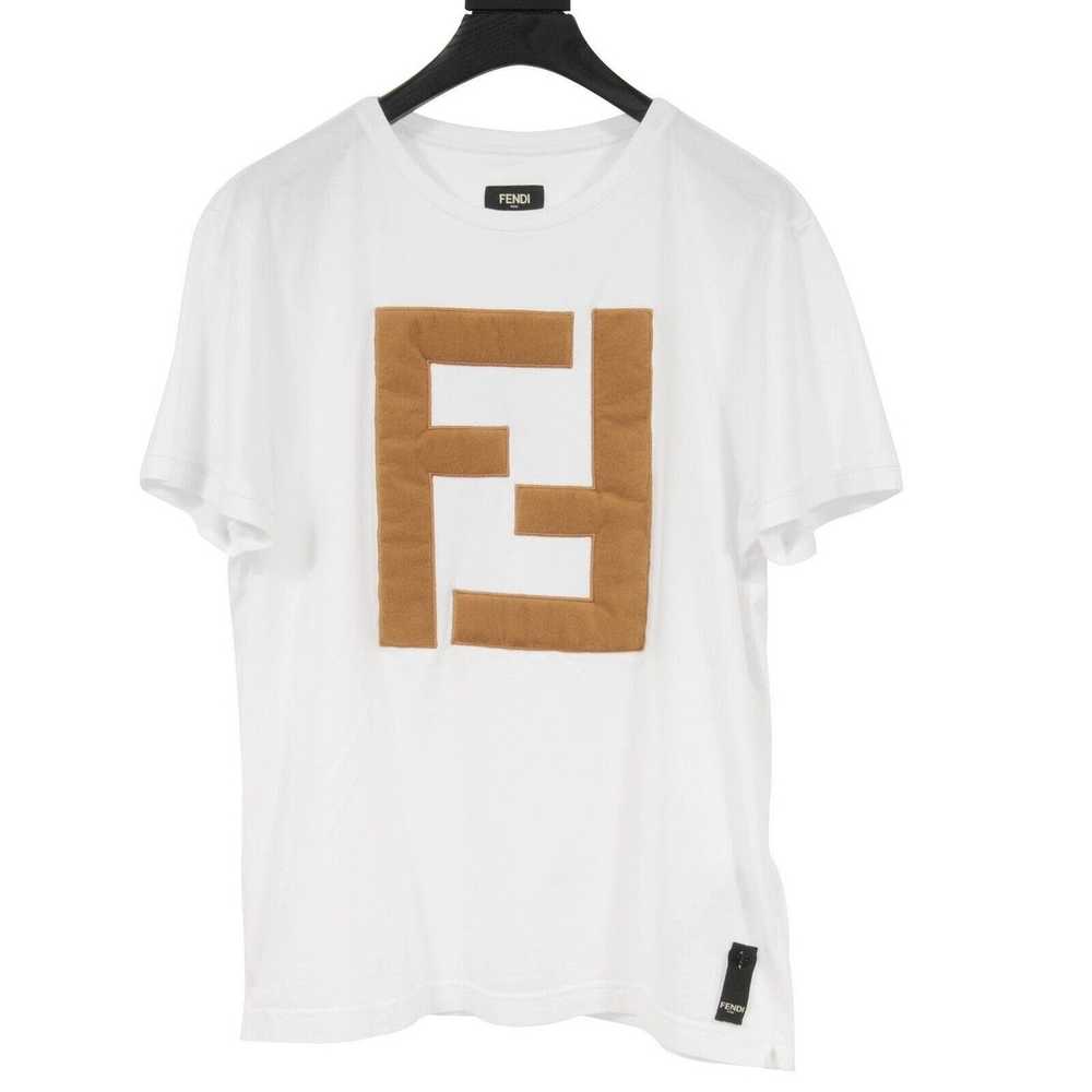 Fendi Forever Fendi FF Logo T Shirt White Tan - image 1