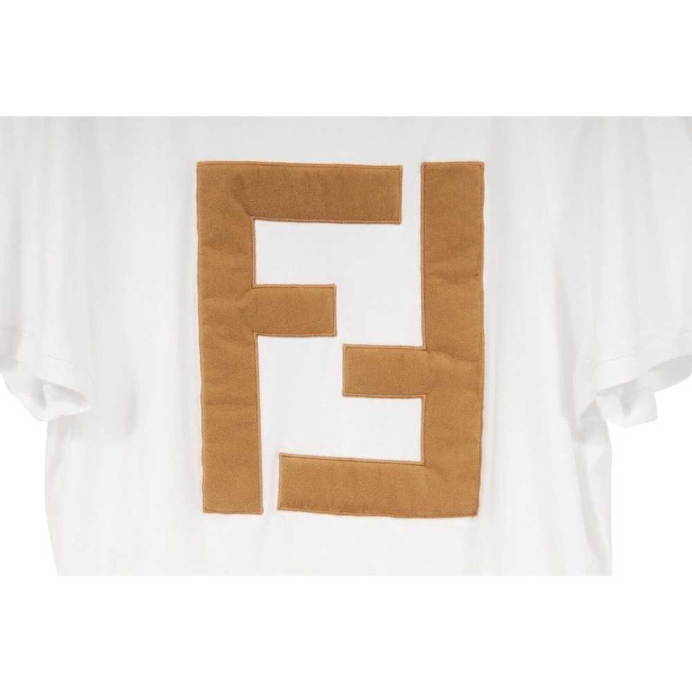 Fendi Forever Fendi FF Logo T Shirt White Tan - image 3