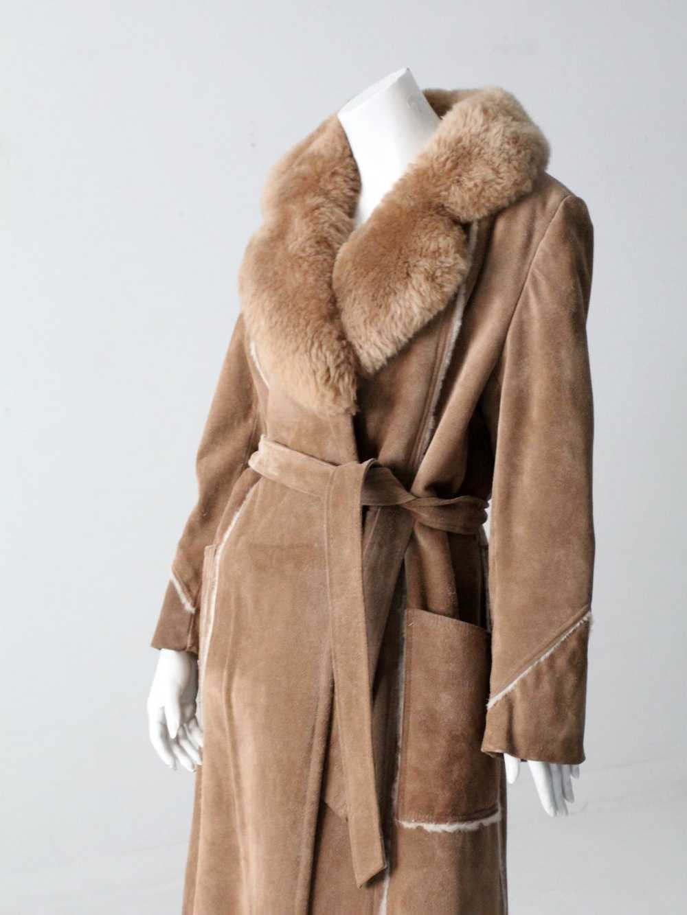 Vintage vintage 70's shearling full length coat - image 11