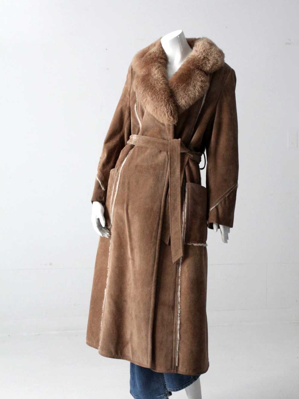 Vintage vintage 70's shearling full length coat - image 12
