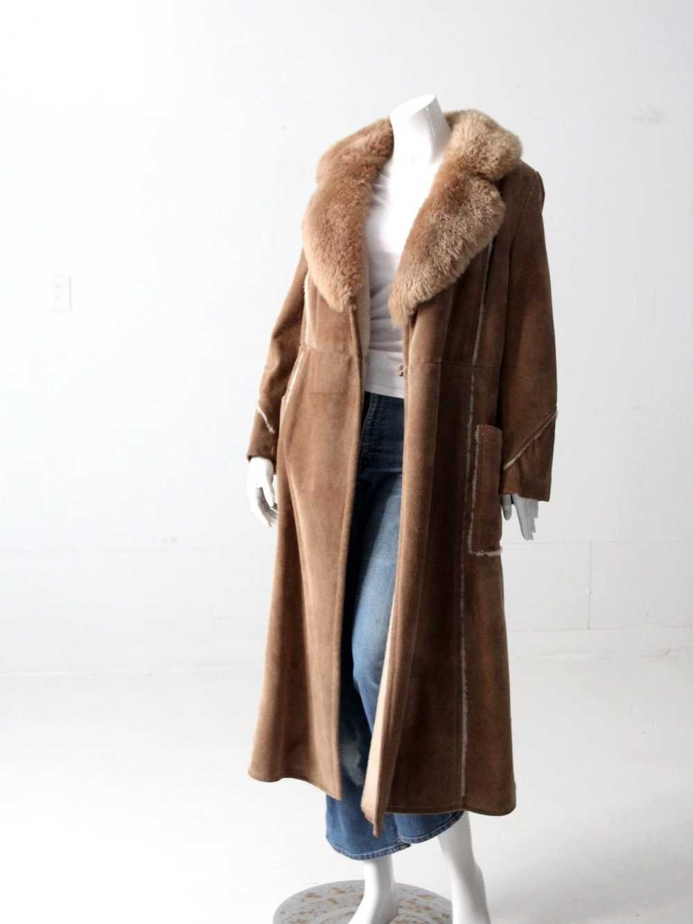 Vintage vintage 70's shearling full length coat - image 2