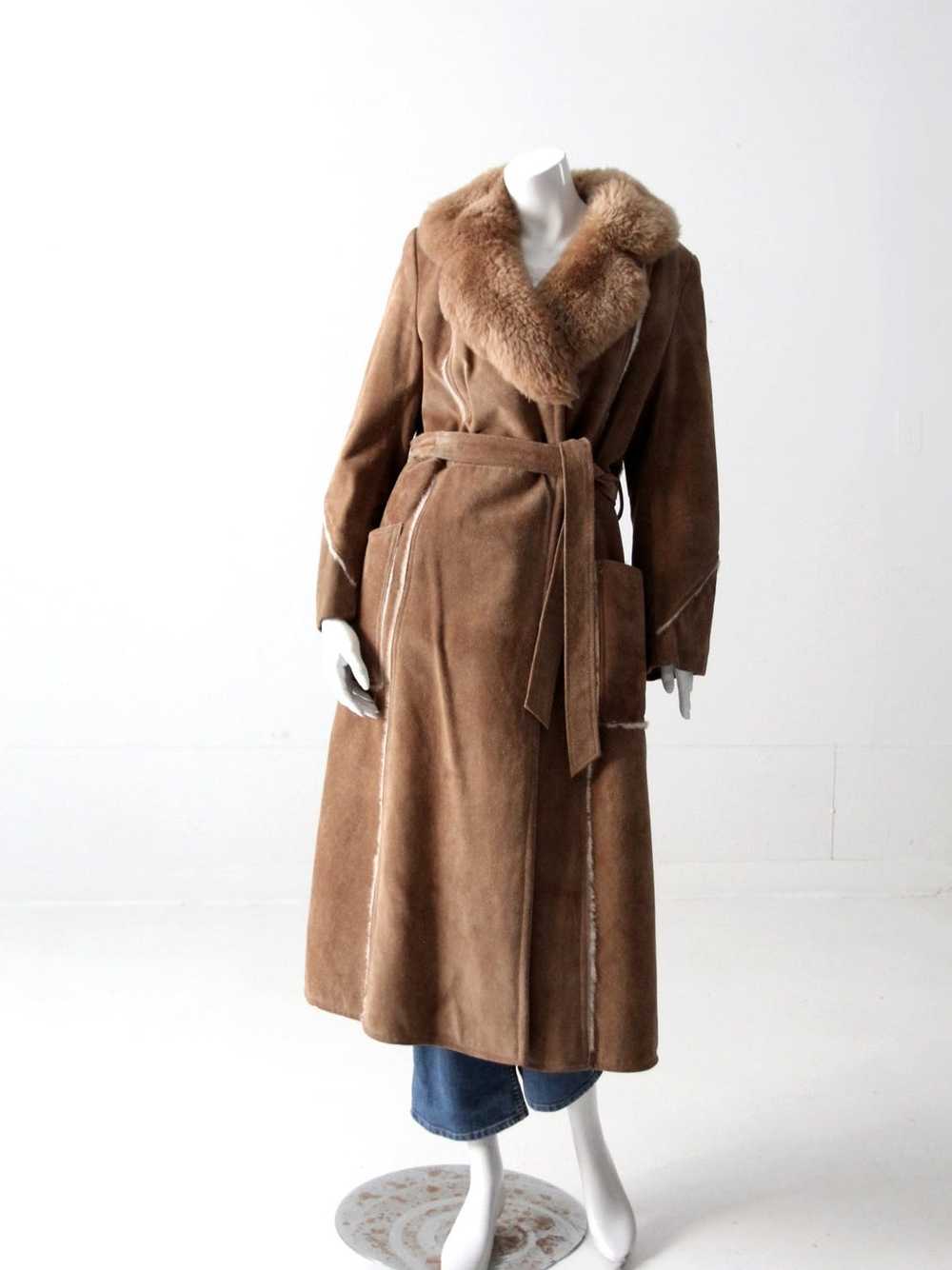 Vintage vintage 70's shearling full length coat - image 4