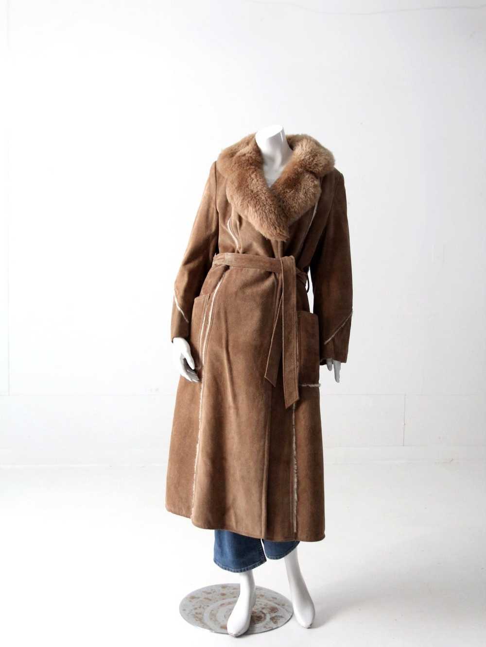 Vintage vintage 70's shearling full length coat - image 5