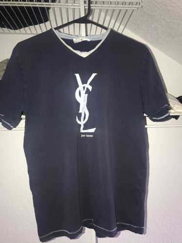 NWT Saint Laurent YSL Dark Gray Destroyed Skeleton Logo Soft Tee Shirt Sz S  $495