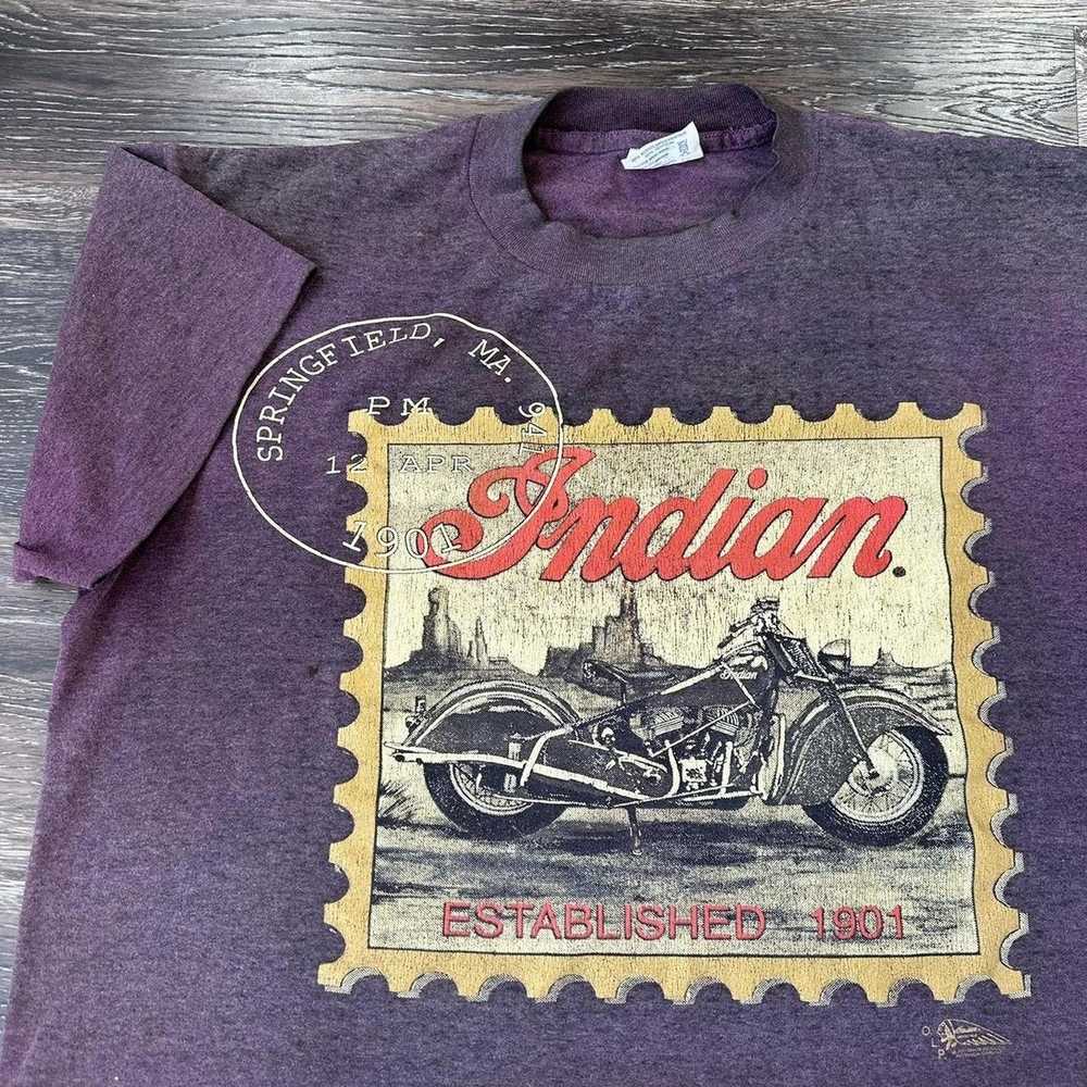 Art × Vintage vintage red indian motorcycle biker… - image 1