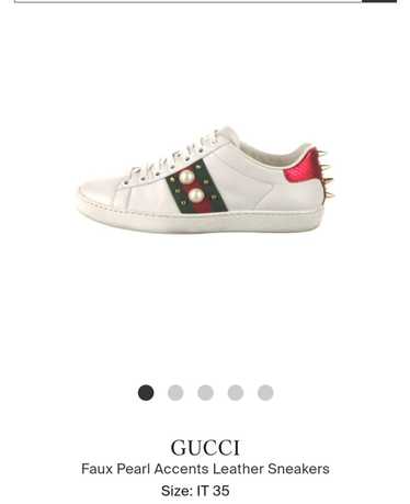 Gucci Faux pearl accents leather sneakers