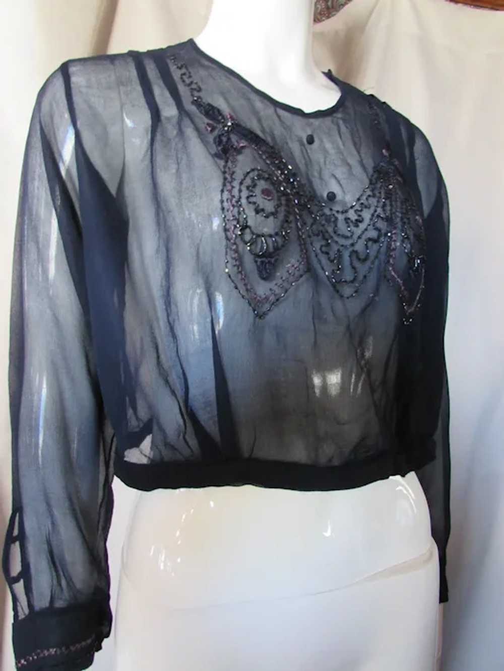 SALE Outstanding Flapper Era Beaded Blouse in She… - image 4