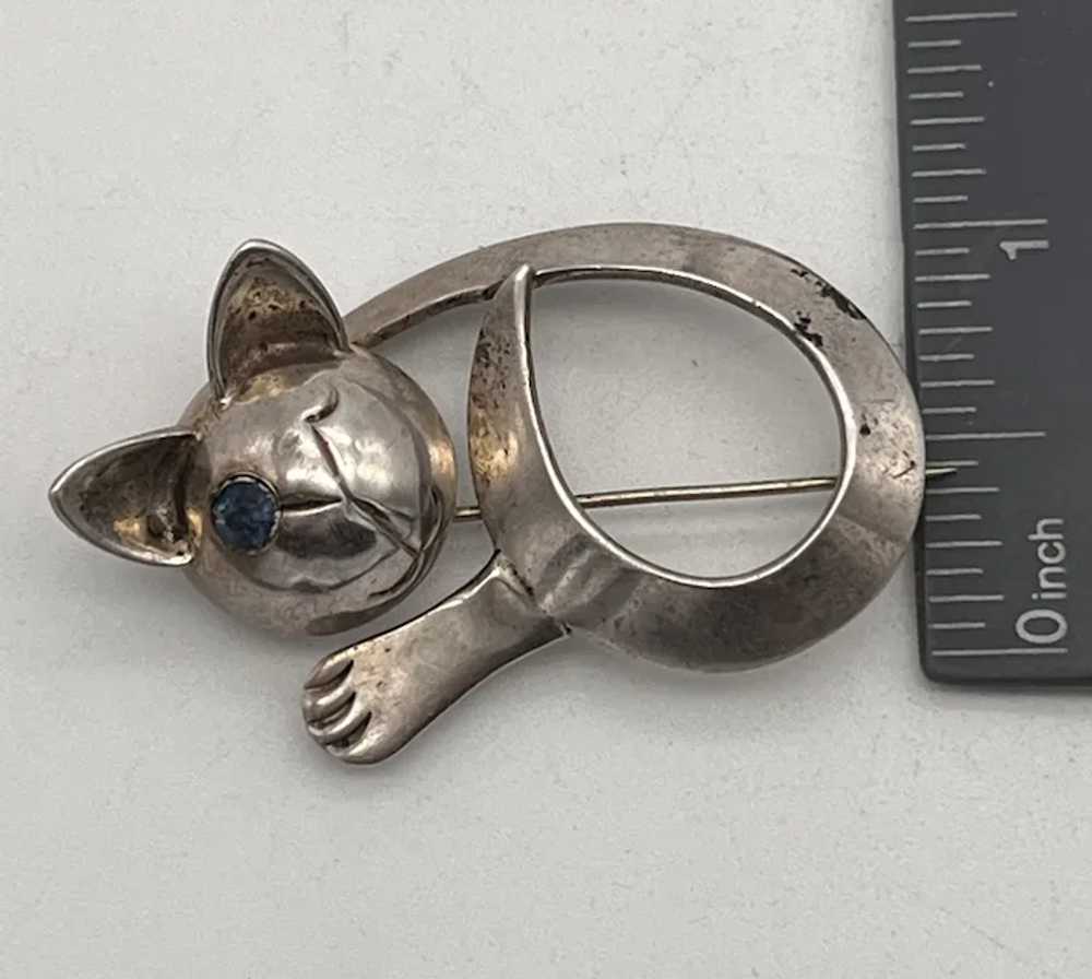 Sterling Erao Cat Brooch/Pin Stamped Erao, Sterli… - image 5