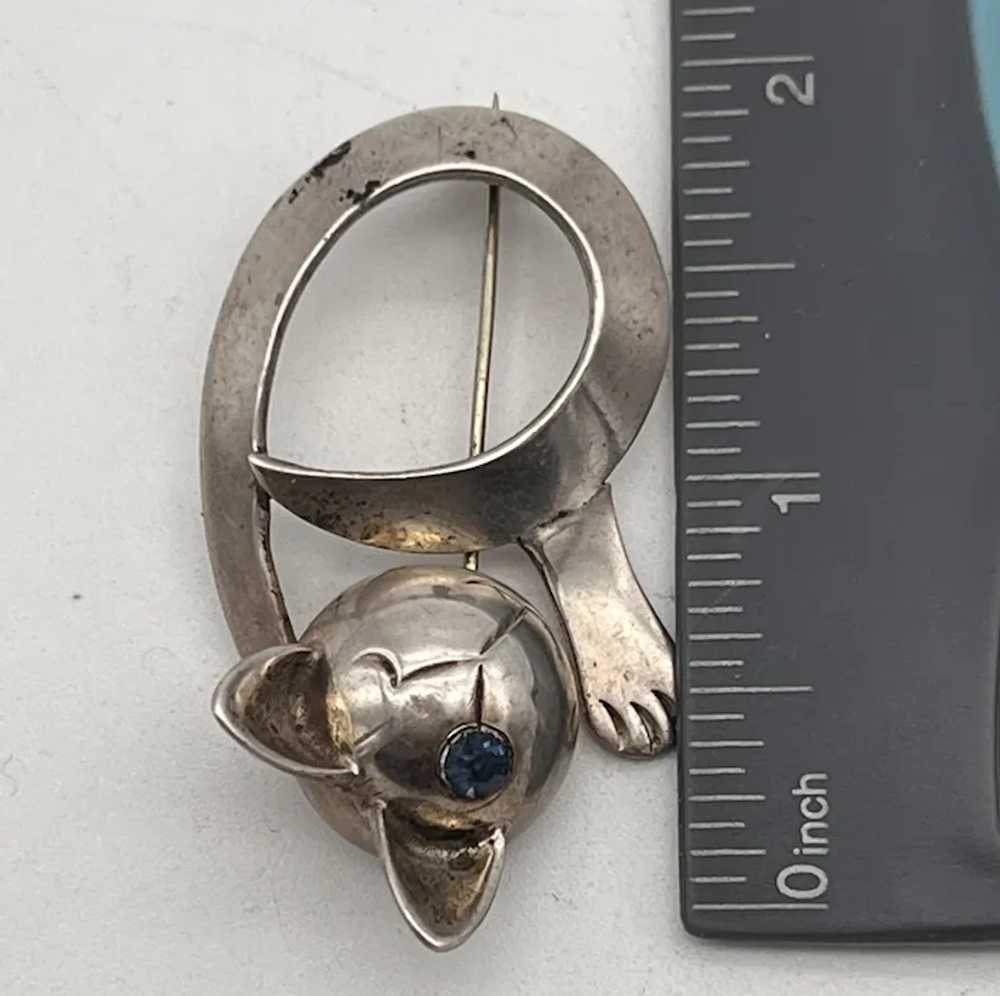 Sterling Erao Cat Brooch/Pin Stamped Erao, Sterli… - image 6