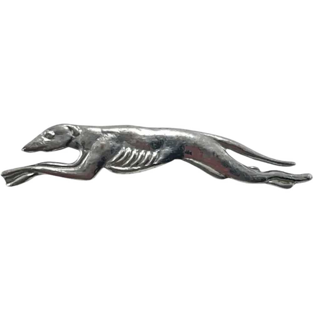 Art Deco Sterling Greyhound Pin with C-clasp - image 1