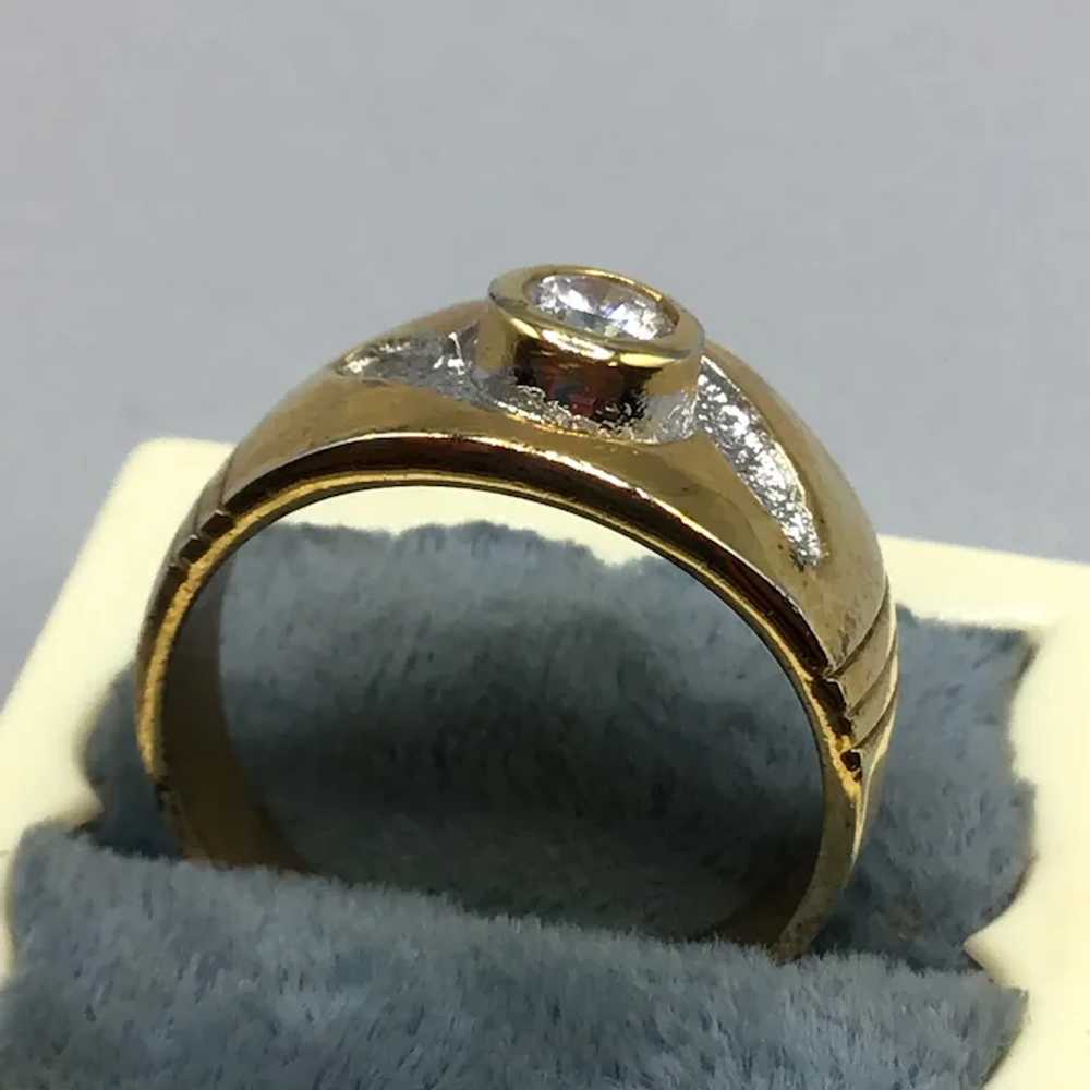 Vintage Gold Tone Ring Size 10 Clear Glass Stone … - image 6