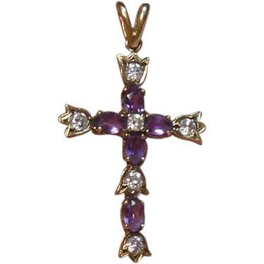 PAJ Vintage Amethyst & Diamond offers Vermeil Cross