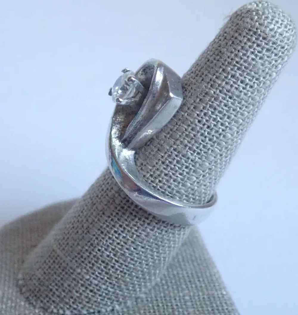 Vintage Taxco Mexico Sterling CZ Ring Size 8 - image 3