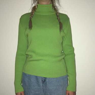 Vintage Lime green knit turtleneck sweater - image 1