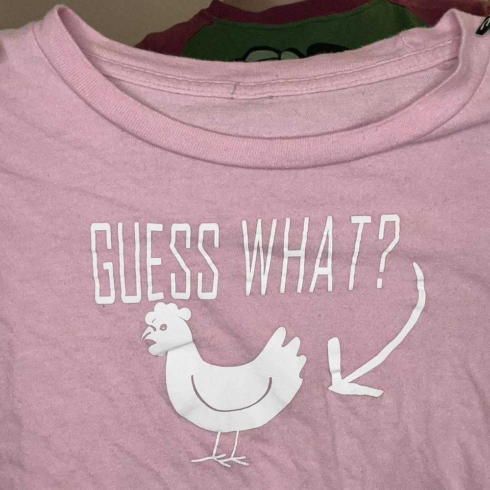 Vintage Guess what? Chicken butt. Baby pink crop … - image 3