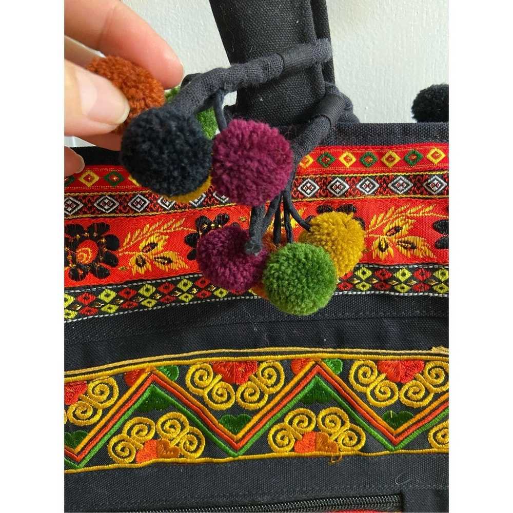 Unbrnd Purse/tote black boho embroidered with zip… - image 4