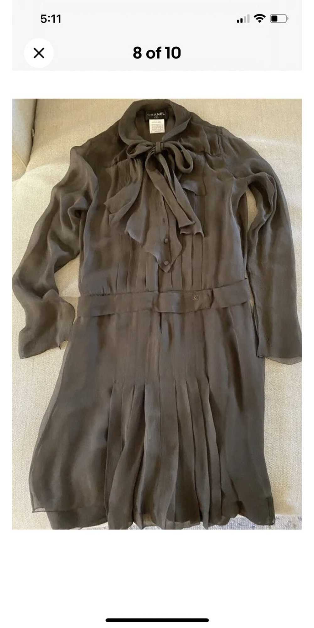 Chanel Pleated Silk Chiffon Dress - image 10
